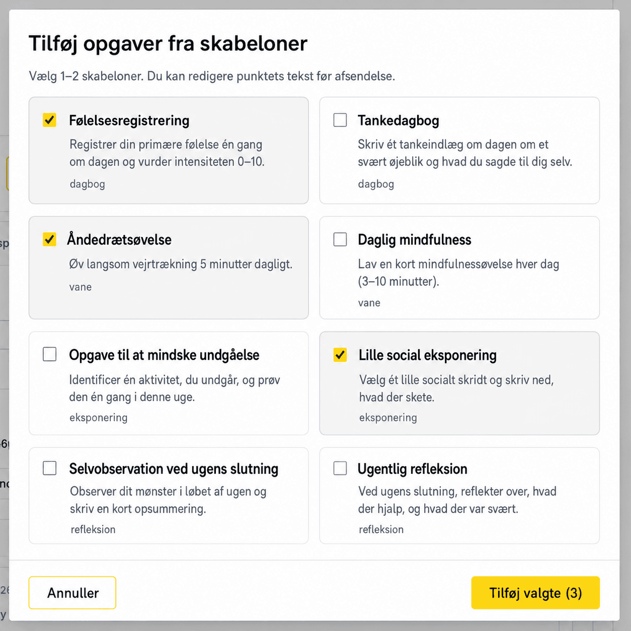 Følg op mellem sessioner