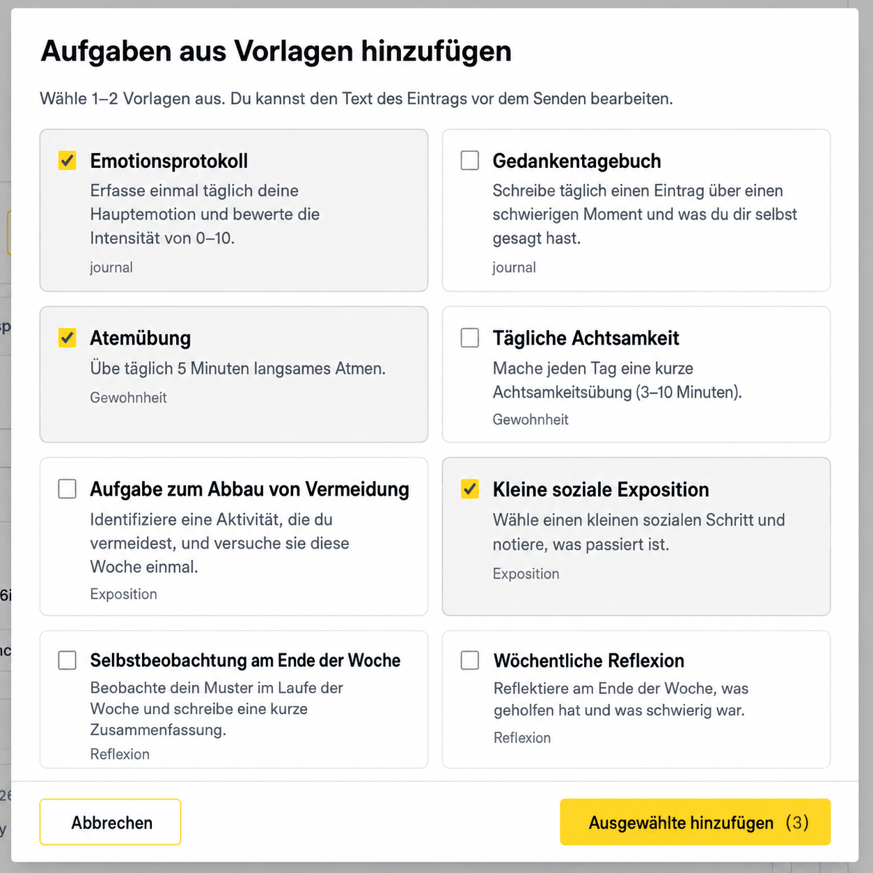 AINuma Vorlagenbibliothek für Therapieübungen