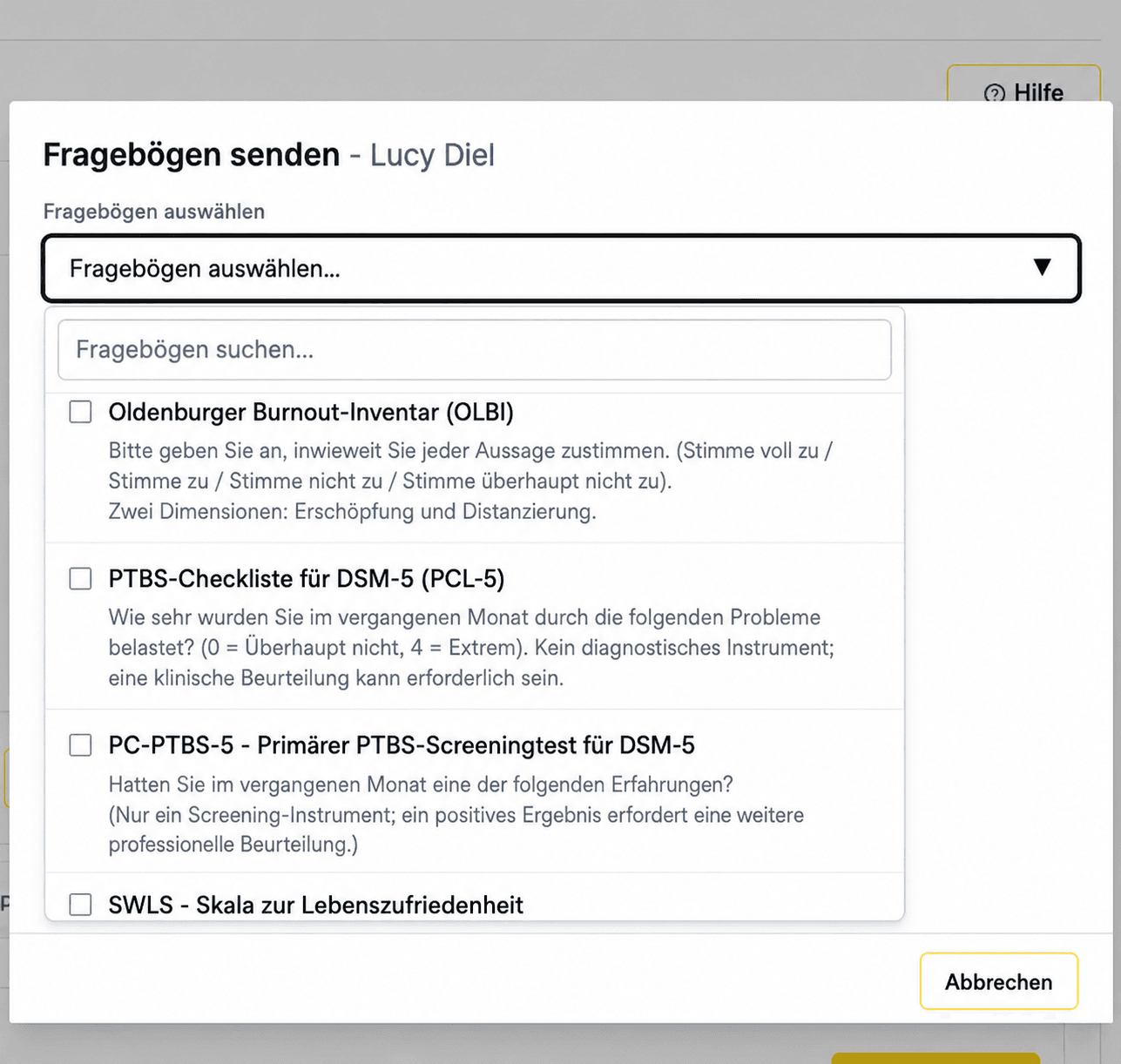 Patienteninformationen vor Sitzung eins erfassen