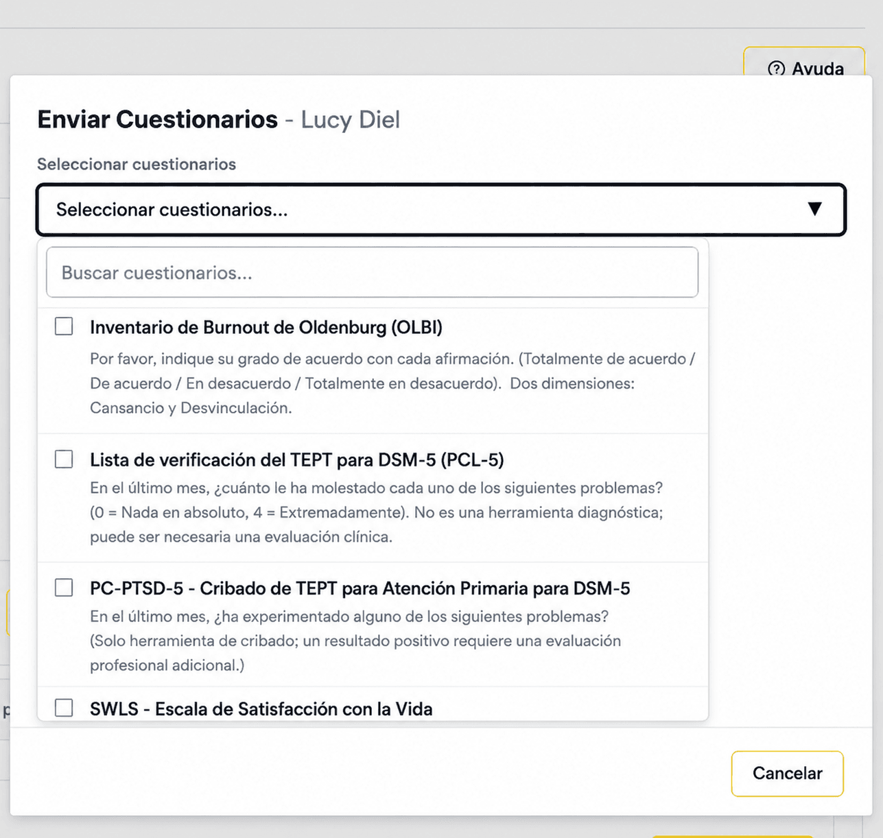 Recoja información del paciente antes de la primera sesión