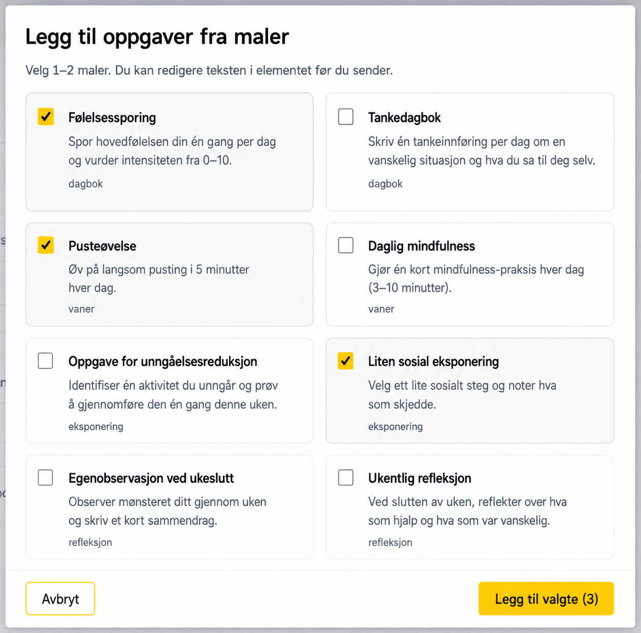 Følg opp mellom økter