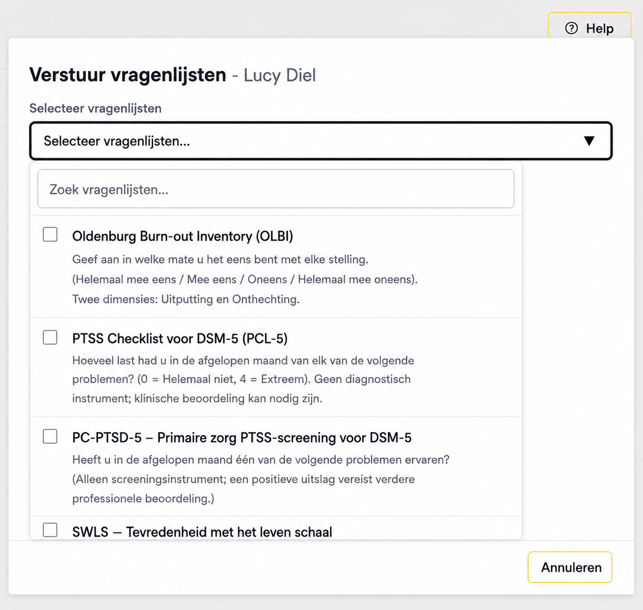 Verzamel patiëntinformatie vóór sessie één