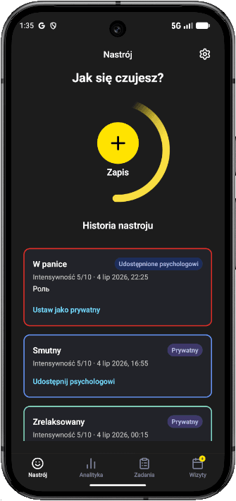 Opcjonalna aplikacja towarzysząca dla pacjenta