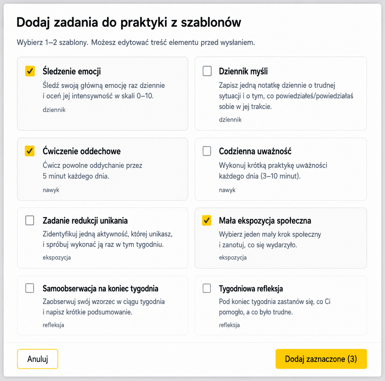 Biblioteka szablonów ćwiczeń terapeutycznych AINuma