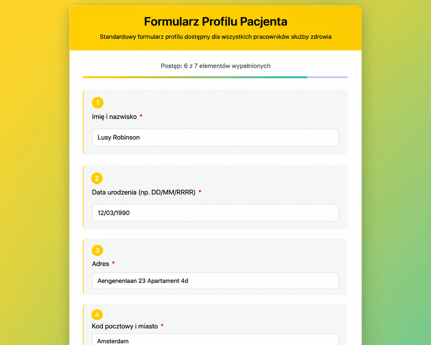 Formularze przyjęcia