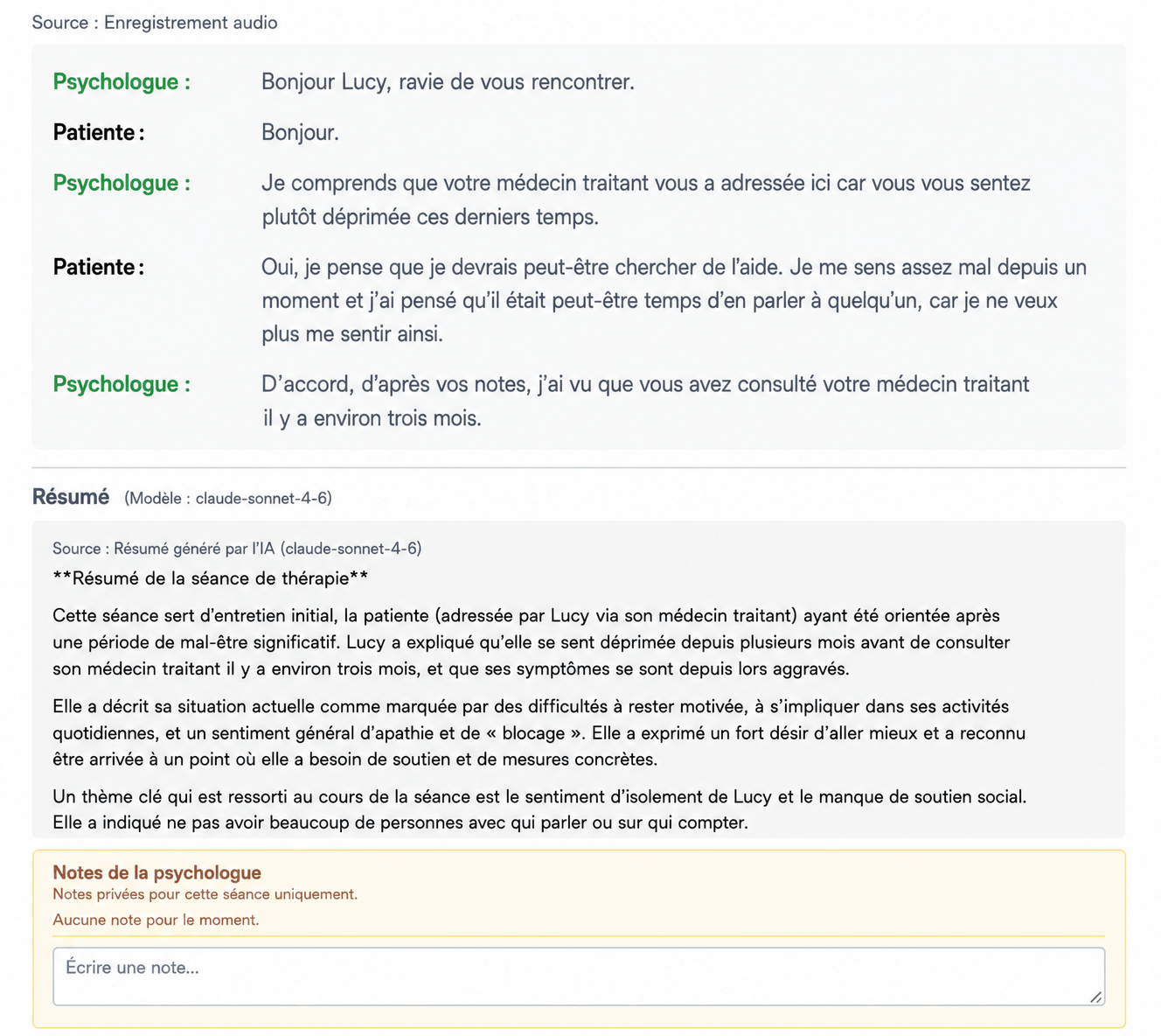 Symptômes, objectifs, déclencheurs et marqueurs de risque extraits par IA