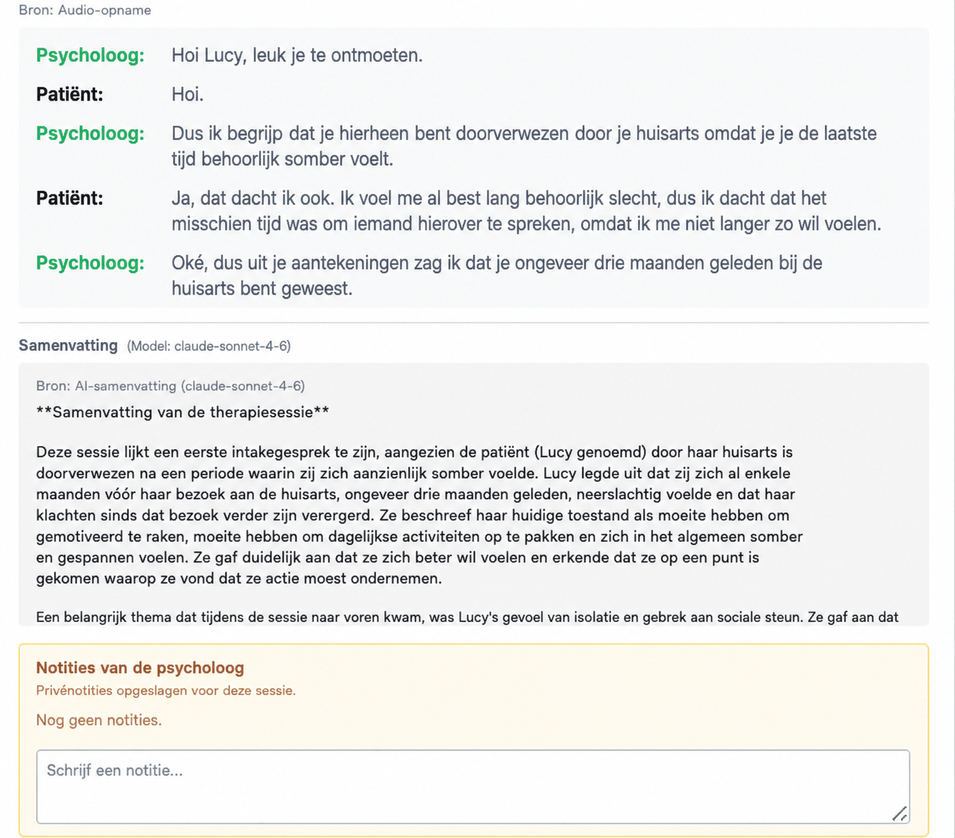 AI-geëxtraheerde symptomen, doelen, triggers en risicomarkers