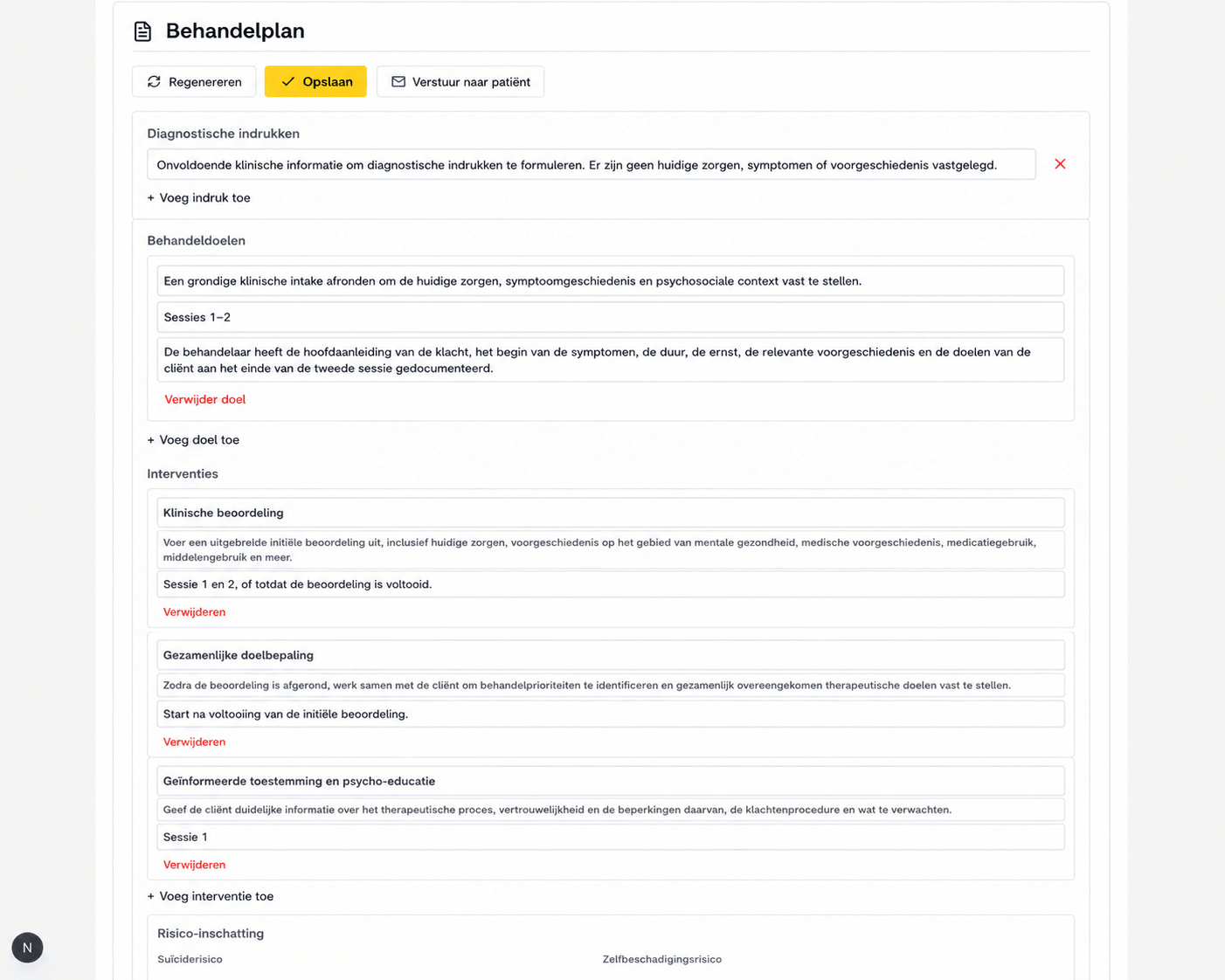 Behandelplan genereren